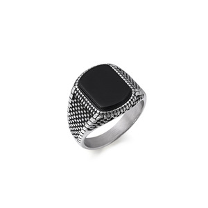 Винтажный дизайн, высококачественная нержавеющая сталь 18k, позолоченный Агат, драгоценный камень, Изумрудный камень, массивное широкое кольцо для мужчин - Product Image 3