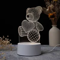 Lampu Malam LED Akrilik 3D Multi-warna DIY Kreatif Kustom Laris