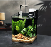 Vente en gros d'usine - Aquarium de bureau JSD en verre ultra-clair de 8 pouces avec kit de filtration à fixation arrière et éclairage à clipser