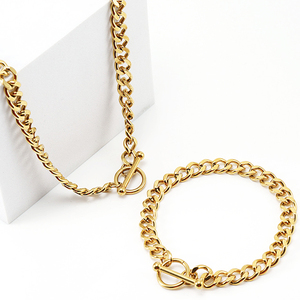 CHENG JEWELERS Bijoux fantaisie Bracelets pour hommes en acier inoxydable de 10 mm avec fermoir OT Plaqué <span class=keywords><strong>or</strong></span> <span class=keywords><strong>18</strong></span> <span class=keywords><strong>carats</strong></span> - Product Image 2