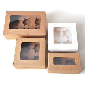 Kotak Muffin papan kartu putih Kraft dengan jendela untuk folder kotak timbul cetakan kue makanan ringan Sushi kertas roti cupcake - Product Image 5