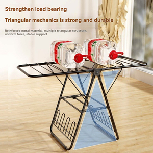 Hot bán kim loại 2 tầng cánh hình dạng giặt khô Giá gấp quần áo máy sấy quần áo treo với giá giày - Product Image 4
