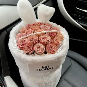 玫瑰花束韩版防水爱心花朵图案包装纸情人节圣诞定制人造花