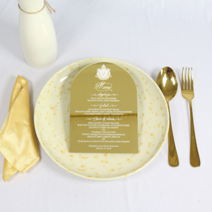 Menu ad arco acrilico personalizzato specchio d'oro con scrittura bianca - Product Image 1