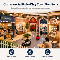 Conjunto de equipos de juego suave modular para centro de entretenimiento familiar, con temática de supermercado y ciudad de roles, que incluye coches montables, probado por terceros.