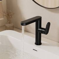 Nouveau design Robinet de lavabo en aluminium spatial écologique, monotrou, à poser sur le comptoir, avec cartouche céramique, eau chaude et froide