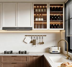 Mueble de Cocina Moderno de Madera Personalizado |   Diseño de Dos Tonos + Almacenamiento con Iluminación LED |   Estilo Modular sin Marco con Cajones de Cierre Suave - Product Image 4