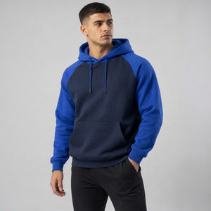 Sweat à capuche d'hiver haut de gamme 100% coton bicolore, pull streetwear décontracté oversize avec blocs de couleur personnalisés, service OEM, coupe carrée, vente en gros - Product Image 1