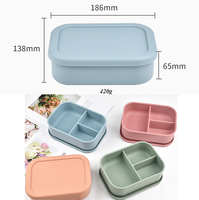 Boîte à bento en silicone multicolore à 3 compartiments Boîte à lunch en silicone réutilisable pour adultes et enfants SANS BPA