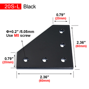 4 pièces <span class=keywords><strong>20x20</strong></span> profilé en aluminium 2020 plaque de jonction à 90 degrés 5 trous Structure en forme de L support d'angle d'angle bande de connexion - Product Image 3