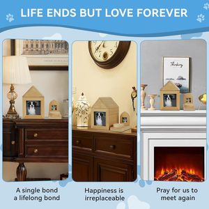 Urne funéraire en bambou en forme de maison pour toutes les cendres d'animaux (chien, chat) avec cadre photo, couleur bois, cadeau commémoratif pour crémation - Product Image 4