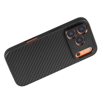 Coque de téléphone en fibre de carbone magnétique pour la photographie avec protection d'objectif et support magnétique