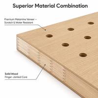 Kit d'organisation murale en bois sculpté style nordique minimaliste, étagères à trois niveaux, crochets, pour bureau, entrée, salon, rangement et décoration