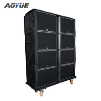 Sistema de sonido profesional para iglesias de 15 pulgadas con altavoces line array de tres vías duales.