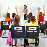 Pochettes pour chaises de classe, lot de 1, organisateur de dossier de chaise, rangement pour étudiants avec fente pour étiquette