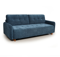 Canapé-lit pliant 2 places en tissu bleu marine avec pieds en bois pour salon, appartement, mobilier de maison