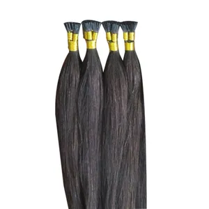 Grosir ekstensi rambut manusia rambut manusia Virgin Brasil ekstensi rambut ujung I lurus halus