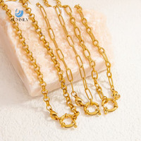 SUMMLY Bijoux Tendance Chaîne Trombone Fermoir Anneau à Ressort Étanche Acier Inoxydable Plaqué Or 18K pour Femme Cadeau
