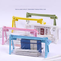 Trousse à crayons transparente en PVC, portable, 22x7x10cm, personnalisable, pour l'école primaire, rangement simple, vente en gros
