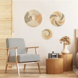 Home Source Set von 3 Rattan Wand dekoration Handgemachte gewebte Korb Boho Rattan Wand dekoration