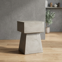Tabouret d'extérieur carré en béton durable et moderne, résistant aux intempéries, pour salon et jardin - Vente en gros
