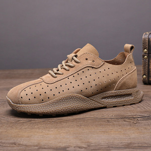 Baskets Chunky en Cuir Véritable pour Hommes, Bout Rond, à Lacets, Respirantes, à Plateforme, Toutes Saisons, Usage Quotidien - Product Image 4