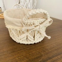 Panier à pain robuste fait à la main en corde de coton tissé cadre en fer amovible lavable doublure en tissu forme ovale pour un usage quotidien
