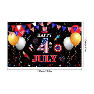 Small MOQ American US Independence Day Backdrop Fireworks USA Flag For Photo Studio Props Supplies