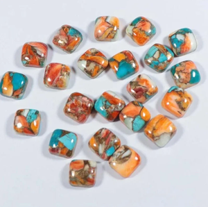 Cabochon lisse en forme de coussin en nacre naturelle, cuivre et turquoise, pour la fabrication de bijoux, toutes tailles, vente en gros, marque AMARA - Product Image 4