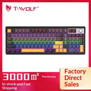 T-WOLF T78 Keyboard Mekanikal sumbu merah, tiga Mode untuk RGB e-sports Full Key Multi tombol anti-hantu yang dapat diprogram USB tipe-c - Product Image 3