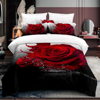 Parure de Lit de Luxe Numérique 3D Housse de Couette Motif Fleurs Roses Collections 100% Microfibre Imprimée Avec Taies d'Oreiller