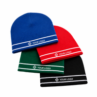 Haixing Bonnet en acrylique personnalisé avec logo brodé, couleur unie, bord contrastant, unisexe, pour l'hiver, OEM ODM