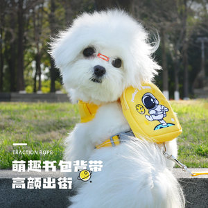 Pet Harness Nylon Adjustable Cartoon Print Small Dogs <b>Rower</b> Style With Bowknot Traction Rope - Product Image 1