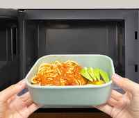 Boîte à lunch rectangulaire en silicone 800 ml grande capacité avec couvercle de qualité alimentaire, compatible micro-ondes pour réchauffer les repas, boîte bento moderne et minimaliste