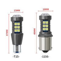 BA15S 1156 P21W 7440 T15 W16W LED 27 SMD 3030 Ampoule LED de voiture, feux de jour, clignotants, feux de recul