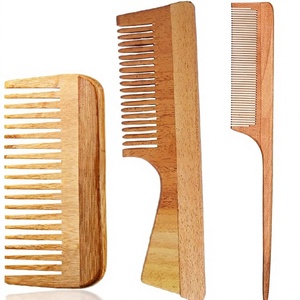 Peigne en bois de Neem à dents larges, écologique, ayurvédique, de luxe, réduit la chute des cheveux, antipelliculaire, fait main, haute qualité, fabriqué en Inde - Product Image 1