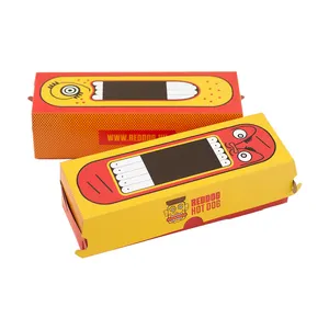 Boxe donat kemasan panjang kardus kotak kertas Hot Dog Makanan Cepat dengan Logo