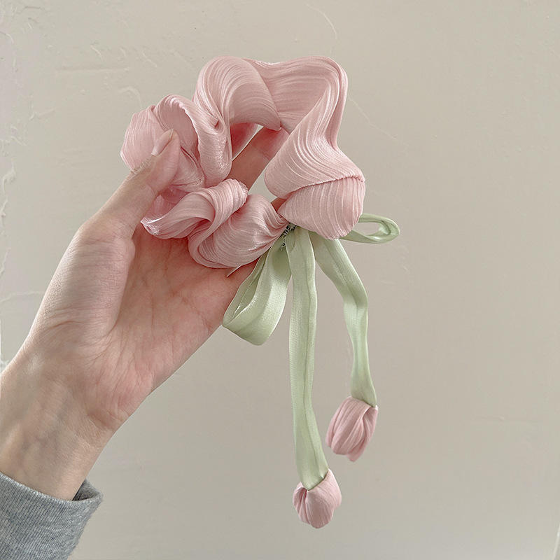 ยางมัดผมทิวลิปสีชมพู