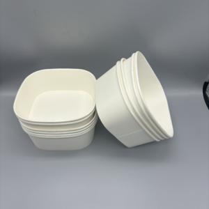 บรรจุภัณฑ์รักษ์โลก ขนาด 500 มล. 650 มล. 750 มล. 1000 มล. ชามสลัดทรงเหลี่ยมแบบนำกลับบ้าน ภาชนะใส่อาหารกระดาษ ชามกระดาษพร้อมฝาปิด - Product Image 6