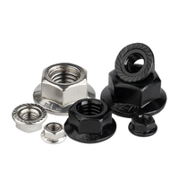 M2.5 M3 M4 M5 M6 M8 M10 X 1.25 5/8" UNC UNF Schwarze Flansch-Sicherungsmutter aus Edelstahl mit Gezahntem Sechskant und Flanschkopf