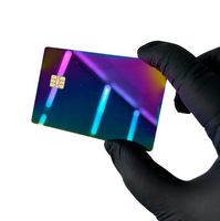 Carte de crédit en métal noir brossé de 0,8 mm avec bande magnétique HICO et fente pour puce, pour la transplantation de puces bancaires EMV mondiales