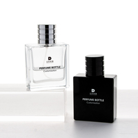 Flacon de parfum carré en verre avec capuchon pulvérisateur plat, 30 ml, 50 ml, 100 ml, flacon de parfum transparent pour cadeau et rendez-vous