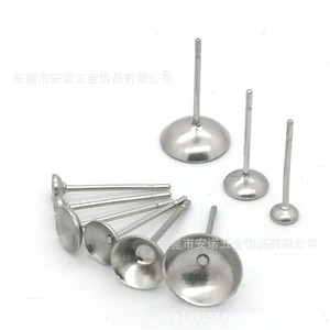 Stainless Steel Earring <b>Posts</b> <b>Round</b> Bowl Pin 316 For DIY Jewelry Making Accessories Gold And Silver Tone - Product Image 5