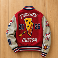 Veste Letterman Varsity de baseball personnalisée pour hommes coupe ajustée en cuir de mouton avec décoration brodée style décontracté