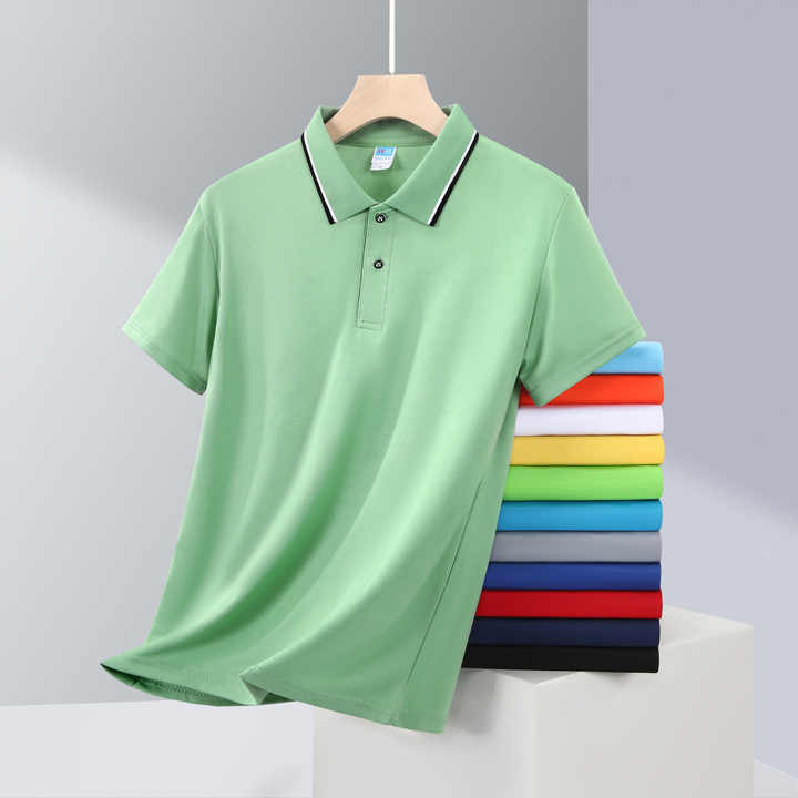 Quick Drying Workwear Custom Embroidered Short Sleeved Lapel T