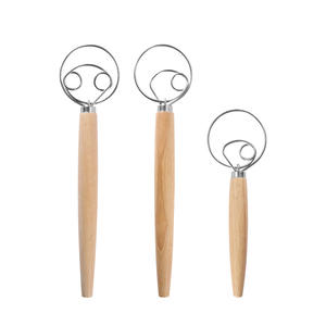 뜨거운 스테인레스 스틸 빵 덴마크 털 긴 나무 손잡이 베이킹 도구 반죽을 혼합하기위한 반죽 털 - Product Image 4
