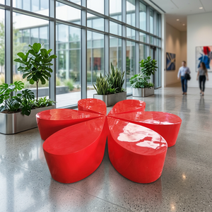 Petal Fiberglass Patio <b>Bench</b> Flower <b>Seat</b> Modern Outdoor Lounge <b>Bench</b> for <b>Garden</b> Mall Courtyard - Product Image 3