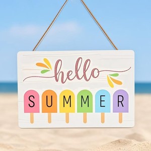 KingWin <b>Summer</b> <b>Hello</b> Wooden Wall Hanging Decor Rectangle Shape Living Room Home Office Decoration Gift For <b>Summer</b> - Product Image 5