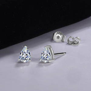 Gioielli in Moissanite all'Ingrosso, Orecchini a Perno in Argento 925 con <span class=keywords><strong>Diamante</strong></span> a Goccia da 1 Carato, Certificato GRA, VVS1, Stile Coreano per Donne - Product Image 3