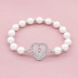 LC20250472 도매 수제 여성 남성 행운의 진주 비즈 묵주 종교 예수 성모 마리아 스트레치 팔찌 - Product Image 1